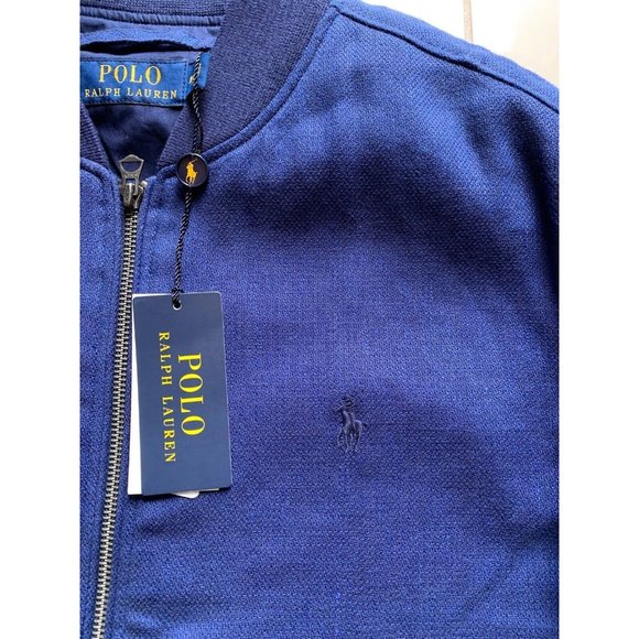 NWT $398 POLO RALPH LAUREN Men's M L Stretch Linen modern flight Bomber Jacket - Picture 5 of 12